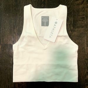 NWT ATHLETA Aurora Seamless Crop Rib Tank Bright White 🤍
